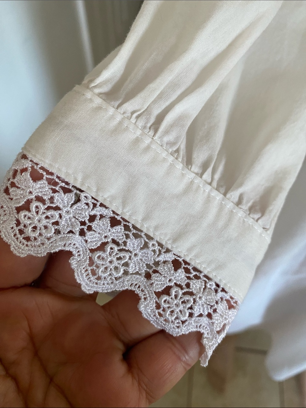Eileen West Cream Cotton Button-Front Nightgown with Lace Yoke - Picture 6 of 11
